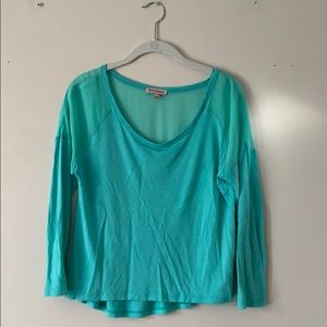 Teal off the shoulder blouse.